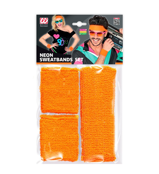 "NEON ORANGENE SCHWEIßBÄNDER" (Stirnband und 2 Armbänder)