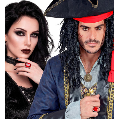 Widmann Piratenring mit rotem Schmuckstein für Fasnacht und Mottoparty – Verpackung