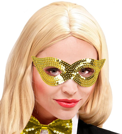 Widmann goldene Augenmaske mit Pailletten – Detailansicht