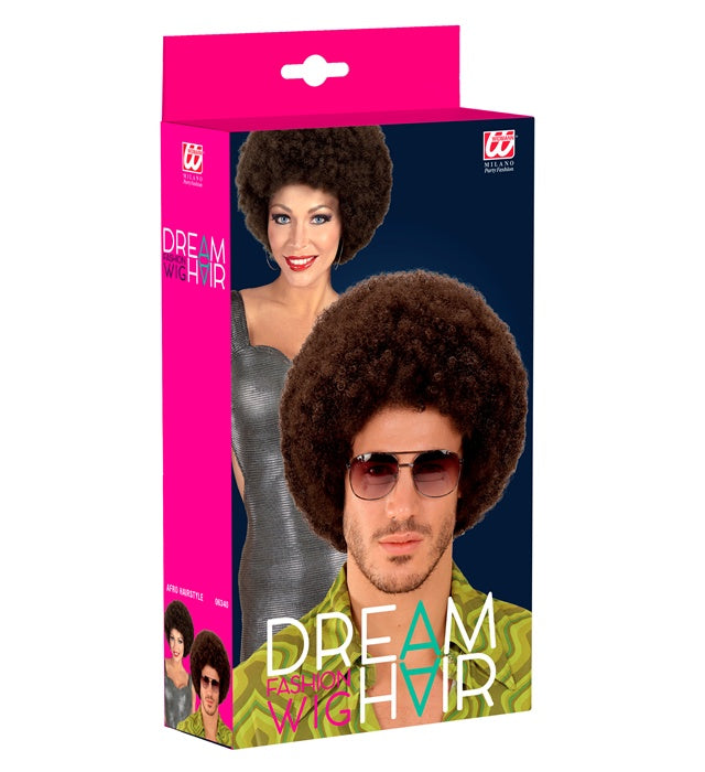 Braune Afro-Perücke Dream Hair von Widmann in farbiger Box – Detailansicht
