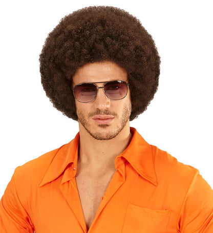 Braune Afro-Perücke Dream Hair von Widmann in farbiger Box – Verpackung