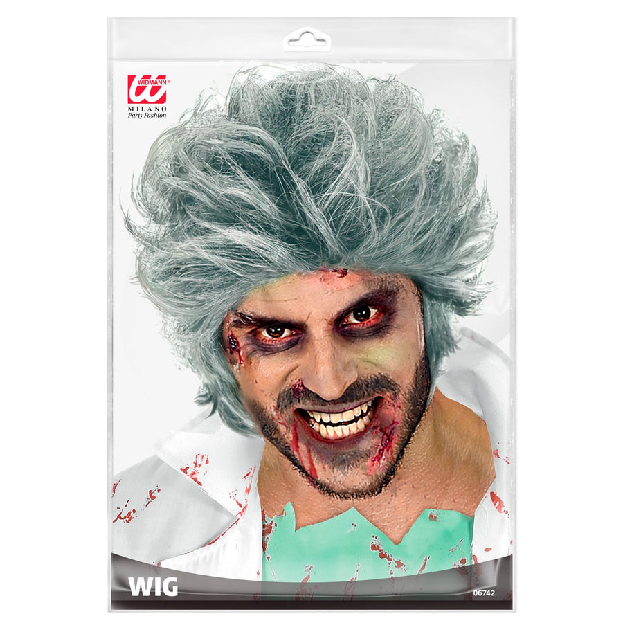 Widmann graue Zombie-Perücke für Erwachsene in Polybag – Detailansicht