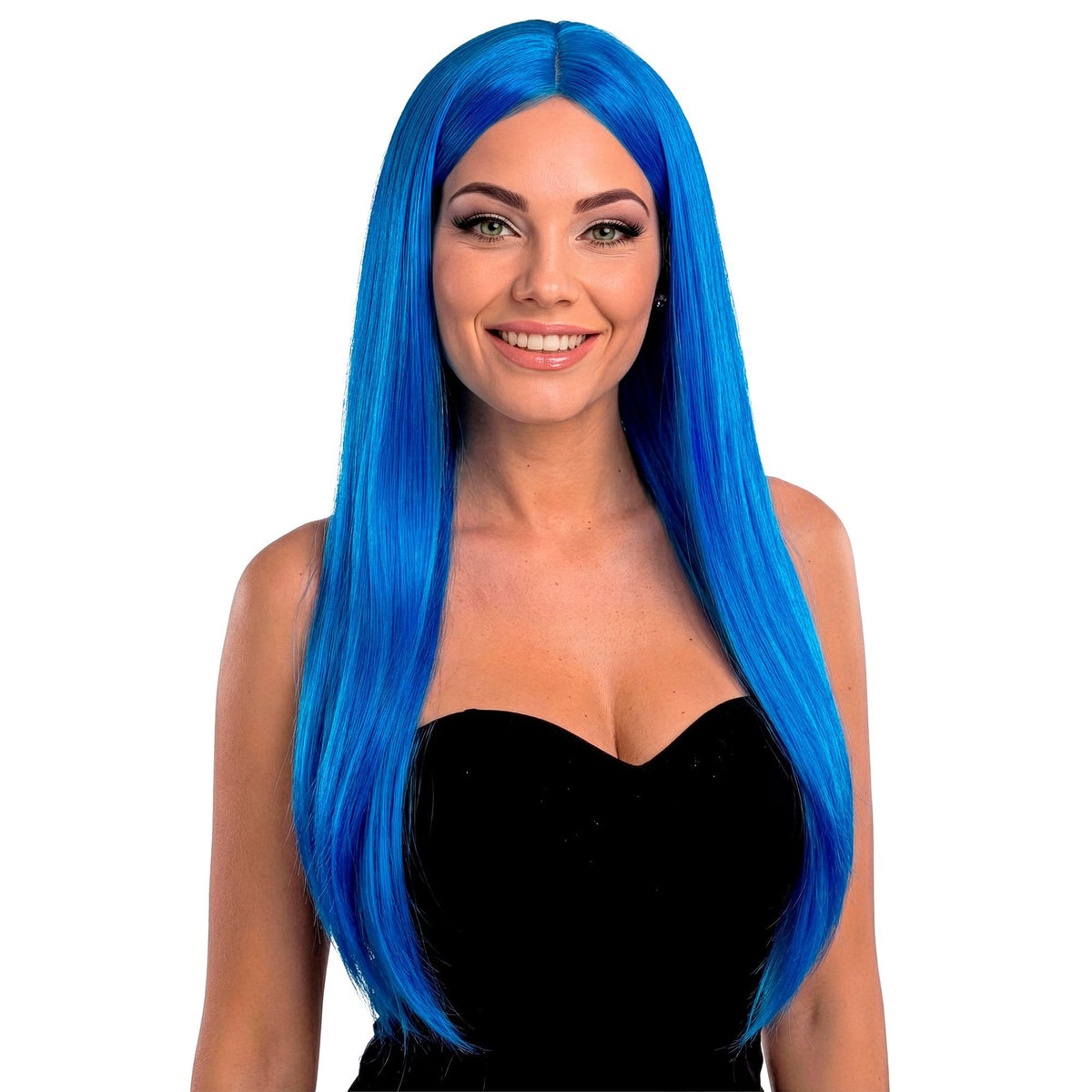 Widmann Perücken Blaue Glamour-Perücke für Fasnacht und Mottoparty