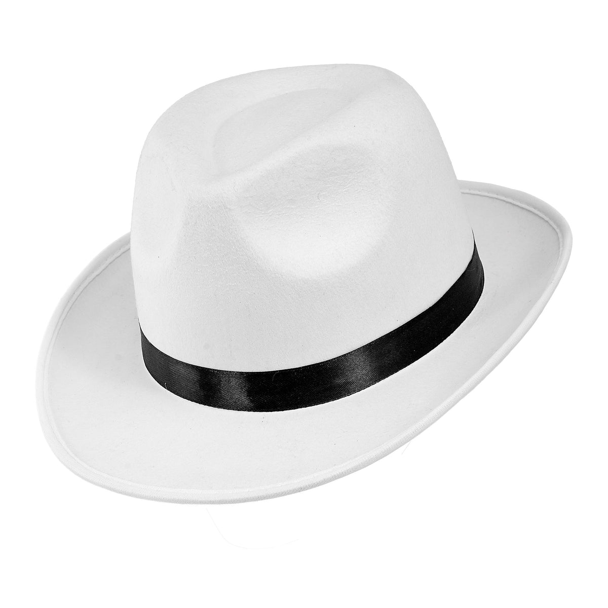 "HUT FEDORA WEIß MIT SCHWARZEM BAND"