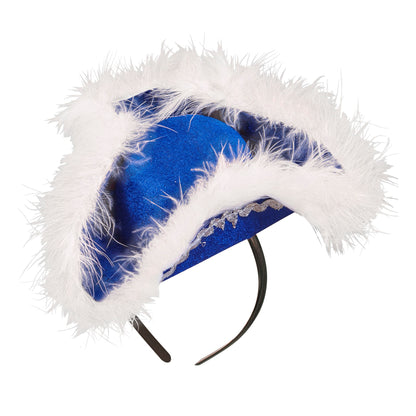 "BLAUER MINI DREISPITZ MIT MARABOU" aus Filz