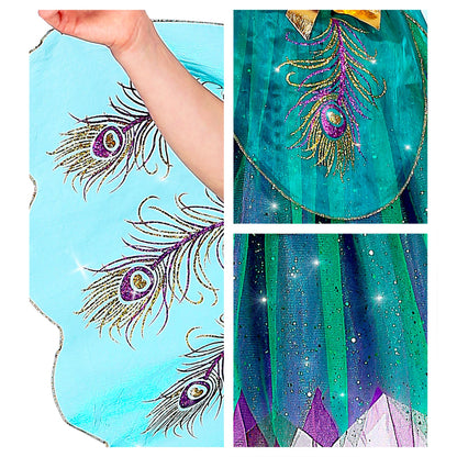"PFAU" (Kleid mit Pfauenfeder Schleier, Kopfschmuck)