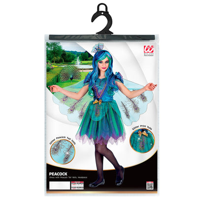 "PFAU" (Kleid mit Pfauenfeder Schleier, Kopfschmuck)