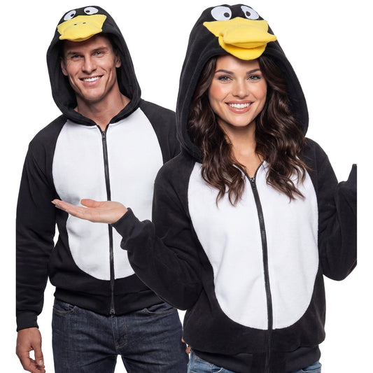 Fleecejacke mit Kapuze in Enten-Design – Kuscheliges Kostümzubehör für Fasnacht & Mottoparty