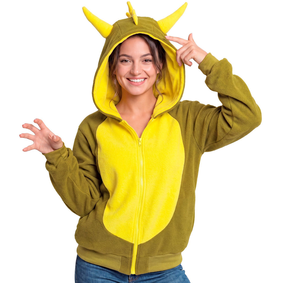 Widmann Drachen-Fleecejacke mit Kapuze für Erwachsene – Seitenansicht