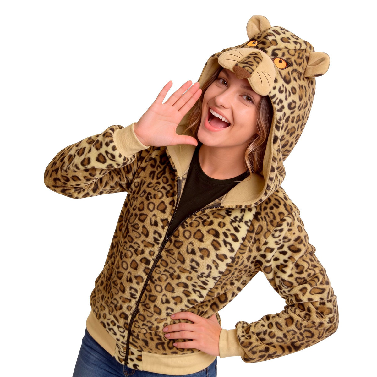 "LEOPARD" (Fleecejacke mit Kapuze)