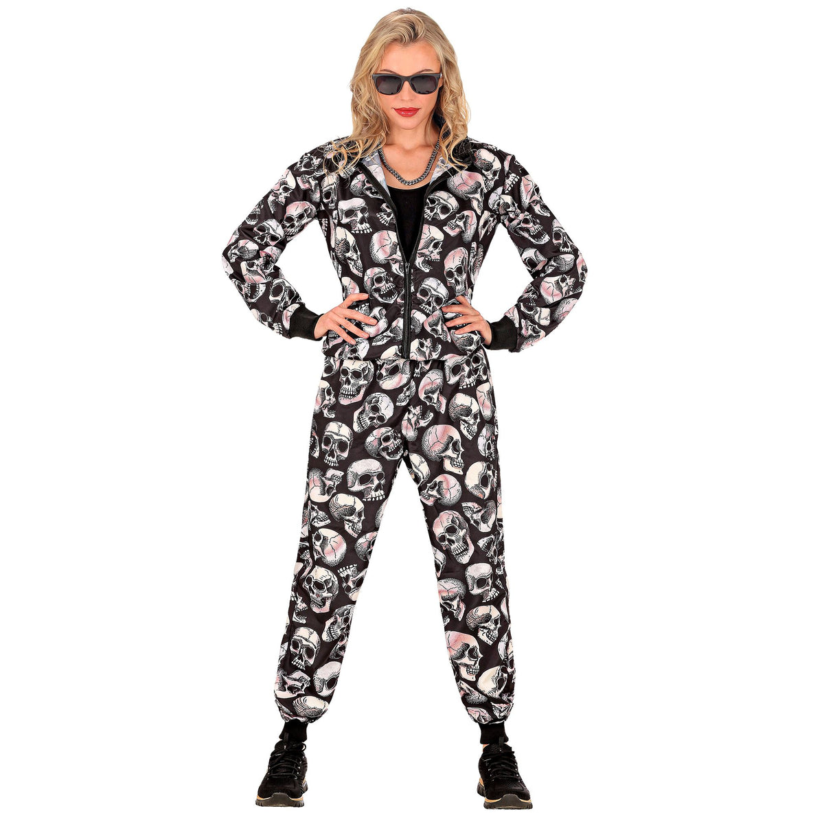 "PARTY FASHION TRAININGSANZUG MIT TOTENKÖPFEN" (Oberteil, Hose)