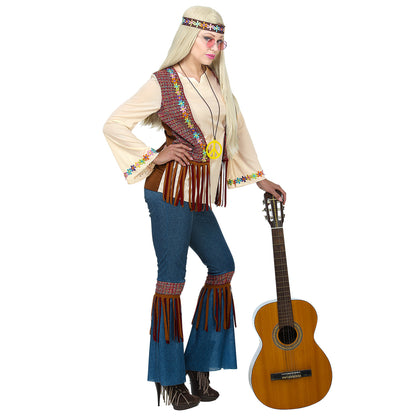 "HIPPIE" (Hemd mit Weste, Hose, Stirnband, Kette)