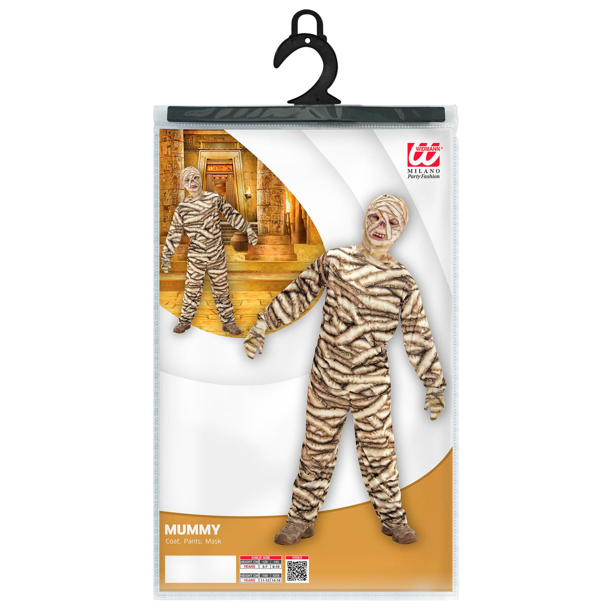 Widmann Mumienkostüm für Kinder mit Oberteil Hose und Maske – Seitenansicht