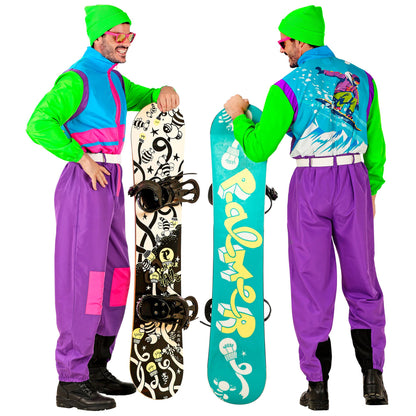 "SKI- SNOWBOARDANZUG VIOLETT-HELLBLAU-GRÜN" (Overall, Gürtel)