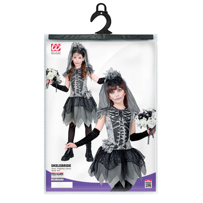 "SKELEBRIDE" (Kleid, fingerlose Handschuhe, Brautschleier)