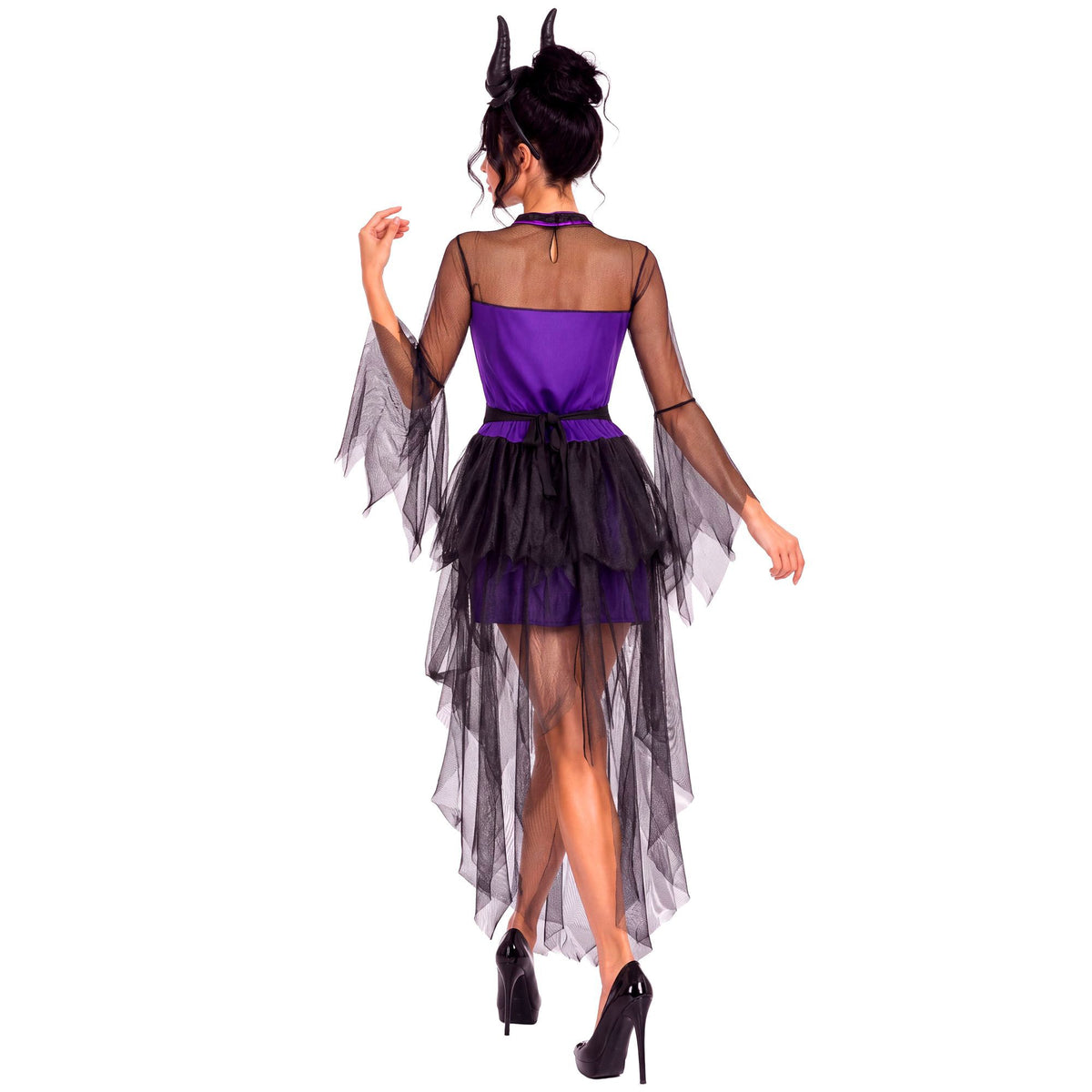 MALEFIZIA Kostümset von Widmann mit Kleid, Gürtel und Kopfschmuck in Violett und Lila – Detailansicht