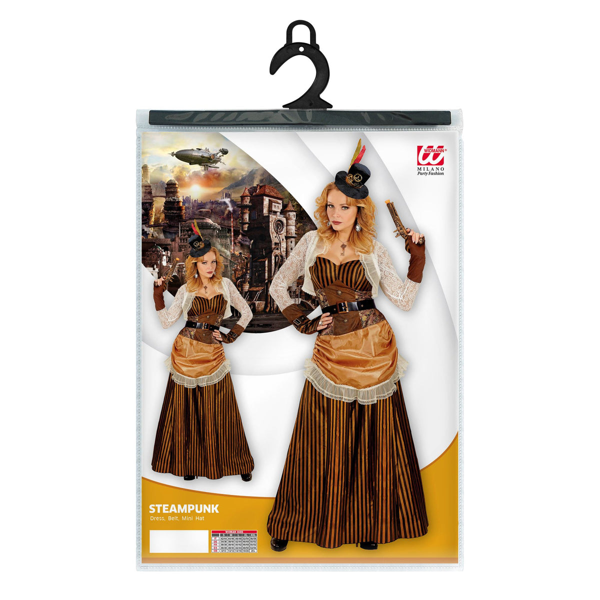 "STEAMPUNK" (Kleid, Gürtel, Minihut)
