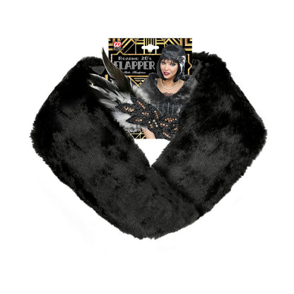 "ROARING 20s FLAPPER" (Stola aus Kunstpelz, Kopfschmuck mit Pailletten & Federn)