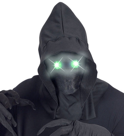 "MASKE UNSICHTBARES GESICHT MIT KAPUZE UND GRÜNEN LEUCHTENDEN AUGEN - FADE-IN-FADE OUT EFFEKT"