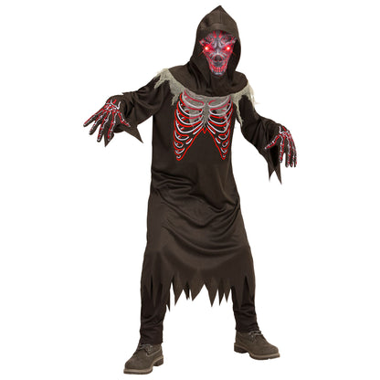 "TEUFLISCHER DÄMON" (Robe, Handschuhe, Maske mit Kapuze und leuchtenden Augen - fade-in-fade-out Effekt)