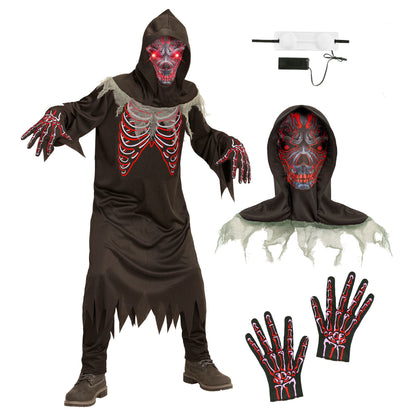 "TEUFLISCHER DÄMON" (Robe, Handschuhe, Maske mit Kapuze und leuchtenden Augen - fade-in-fade-out Effekt)
