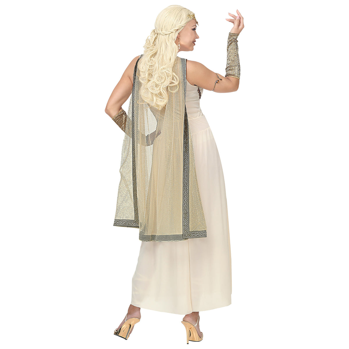 "GRIECHISCHE/RÖMISCHE GÖTTIN" (Kleid mit Umhang, Armstulpen, Kopfschmuck)