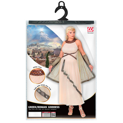 "GRIECHISCHE/RÖMISCHE GÖTTIN" (Kleid mit Umhang, Armstulpen, Kopfschmuck)
