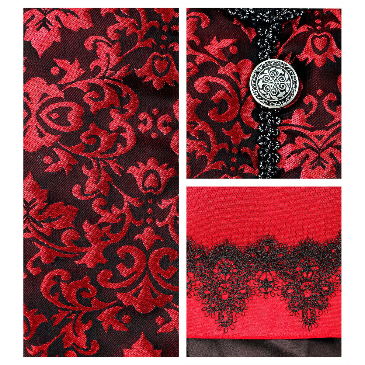 "VAMPIRESS" (Kleid mit langem Mantel, Halsband mit Jabot, Minihut)