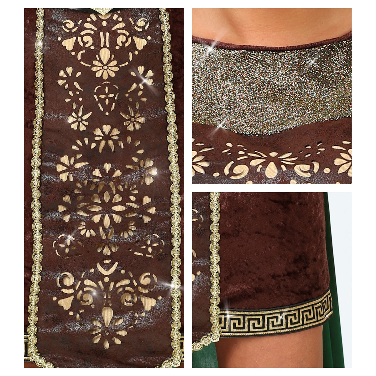 Widmann Wikingerin Kostüm mit Kleid Umhang Gürtel Armstulpen und Stirnband – Rückansicht