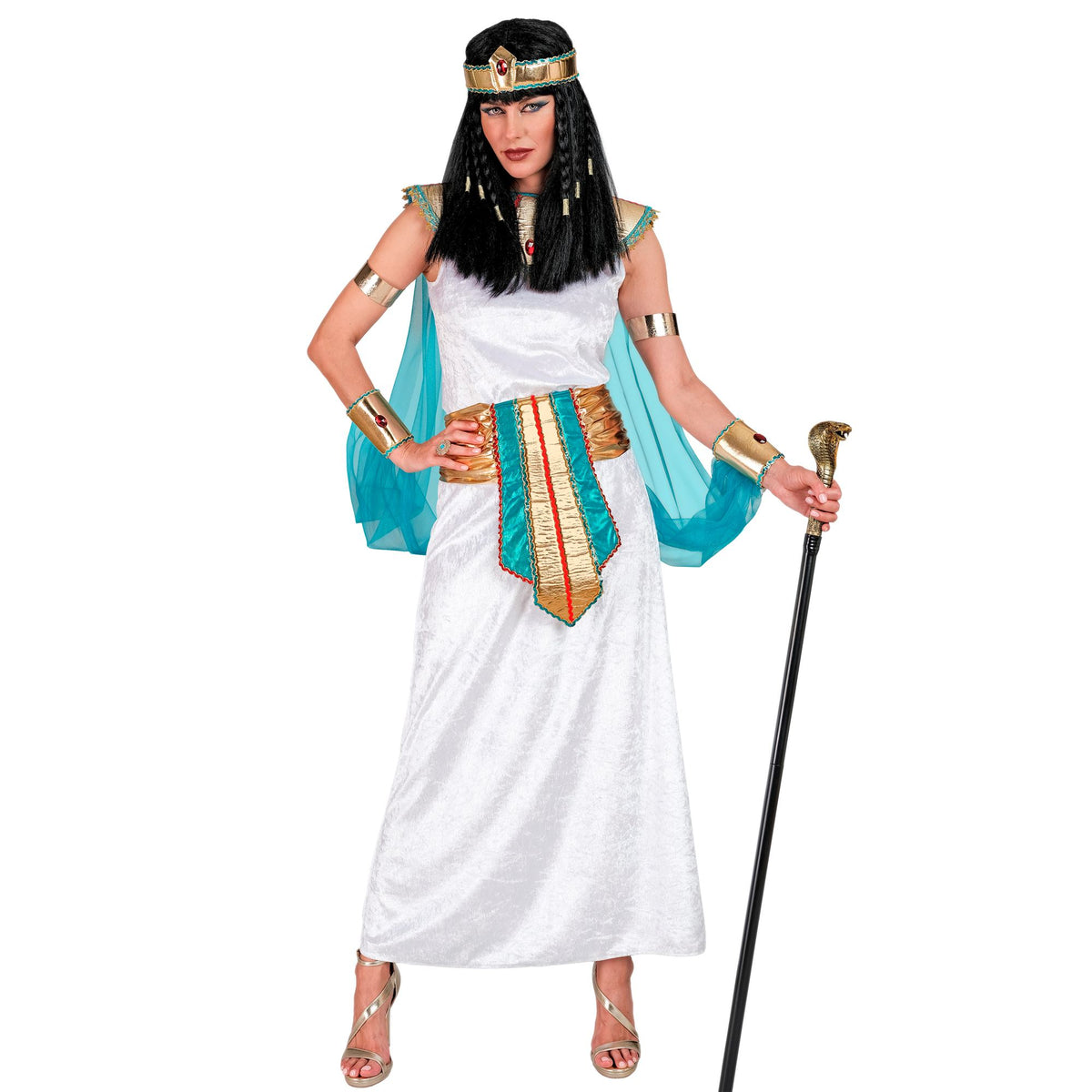 "ÄGYPTISCHE KÖNIGIN" (Kleid, Kragen mit Umhang & Armbändern, Gürtel, Stirnband)