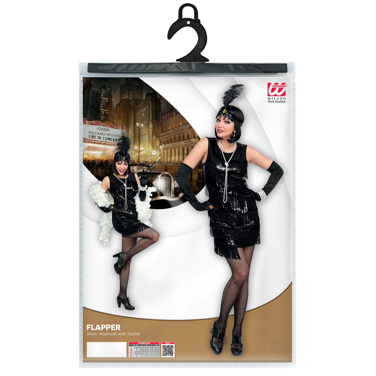 "20er JAHRE CHARLESTON FLAPPER" (Kleid, Stirnband mit Feder)