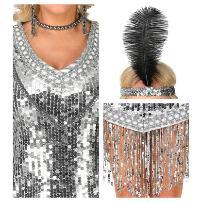 "20er JAHRE CHARLESTON FLAPPER" (Kleid, Stirnband)