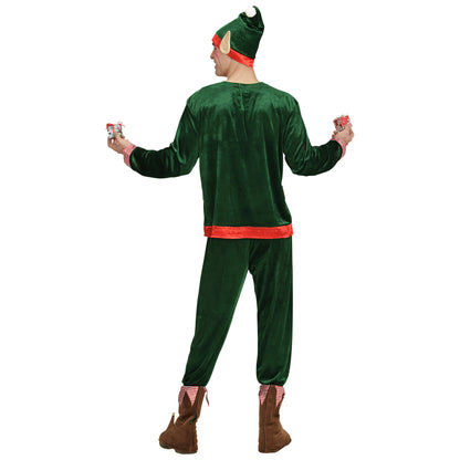 "ELF - SANTAS KLEINER HELFER" (Oberteil, Hose, Schuhüberzieher, Mütze mit Ohren)