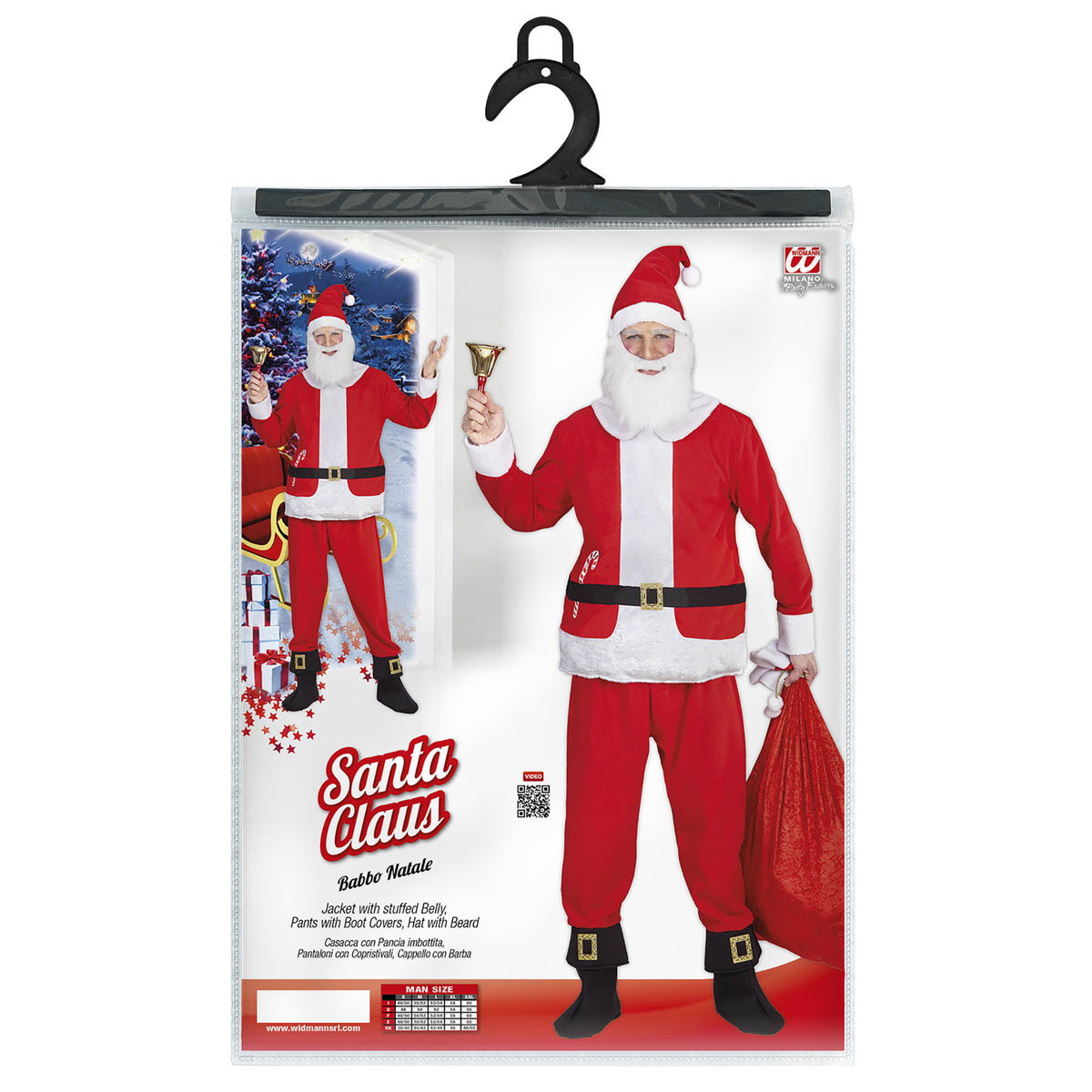 "WEIHNACHTSMANN" (Oberteil mit wattiertem Bauch, Hose mit Schuhüberziehern, Mütze mit Bart)