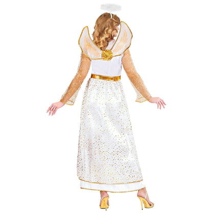 Widmann Engel Kostüm mit weissem Kleid, Flügeln und Heiligenschein – Seitenansicht