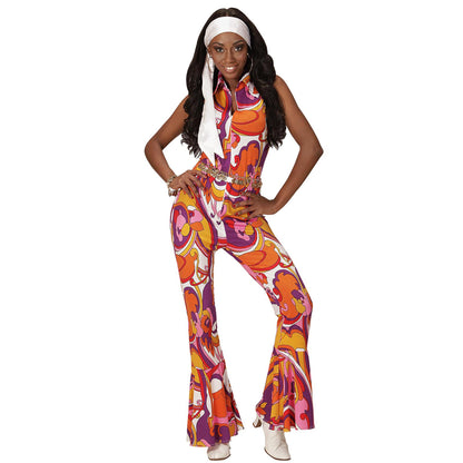 Widmann 70er-Jahre-Groovy-Kostüm Orchid orange für Damen – Detailansicht