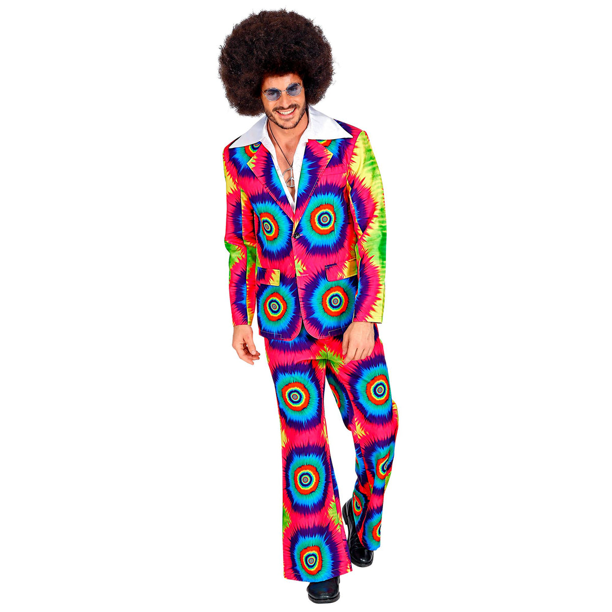 Widmann 70er-Jahre-Tie-Dye-Kostüm mit Jackett und Hose – Detailansicht