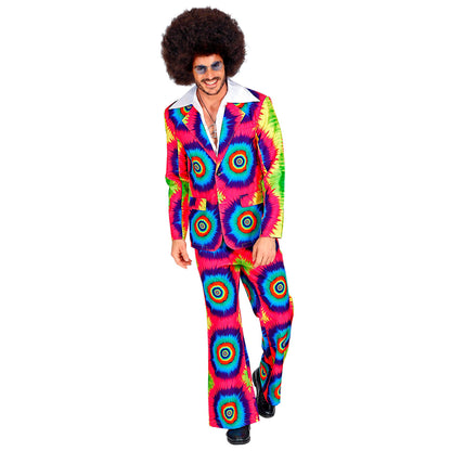 Widmann 70er-Jahre-Tie-Dye-Kostüm mit Jackett und Hose – Detailansicht