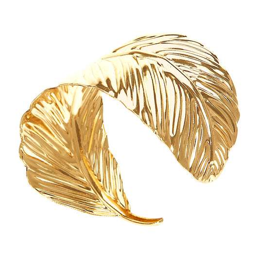 Widmann Goldenes Blatt Armband – 24k Goldfarbenes Messing, Verstellbar