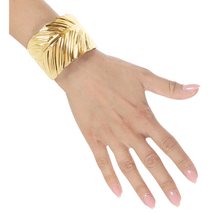 Widmann Goldenes Blatt Armband – 24k Goldfarbenes Messing, Verstellbar – Detailansicht