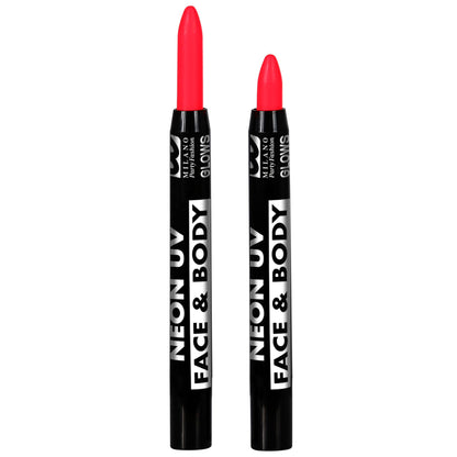 "SET VON 6 HERAUSDREHBAREN NEON SCHMINKSTIFTEN IN BOX" (2 x neon rosa, 1 gelb, 1 orange, 1 grün, 1 blau)