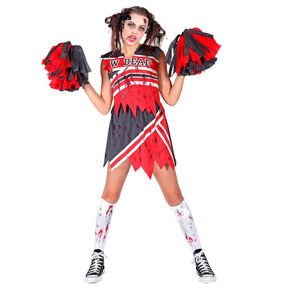 Widmann Zombie-Cheerleader-Kostüm mit Top Rock und Pompons für Fasnacht und Mottoparty