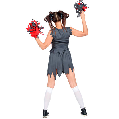 Widmann Zombie-Cheerleader-Kostüm mit Top Rock und Pompons für Fasnacht und Mottoparty