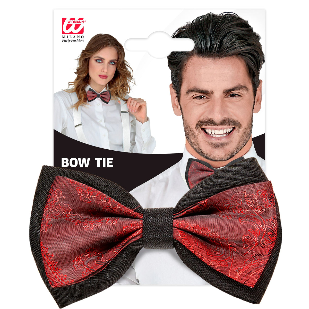Widmann weinrote Jacquard-Retro-Fliege – Detailansicht