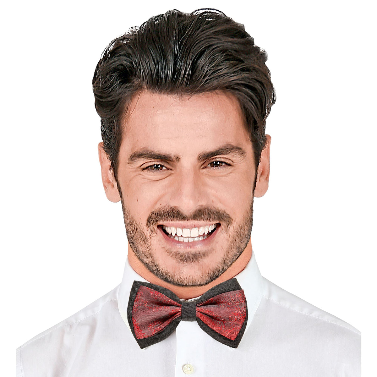 Widmann weinrote Jacquard-Retro-Fliege – Seitenansicht