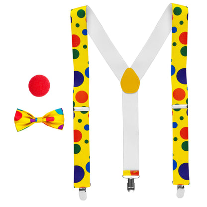 "CLOWN" (Hosenträger, Fliege, Nase)