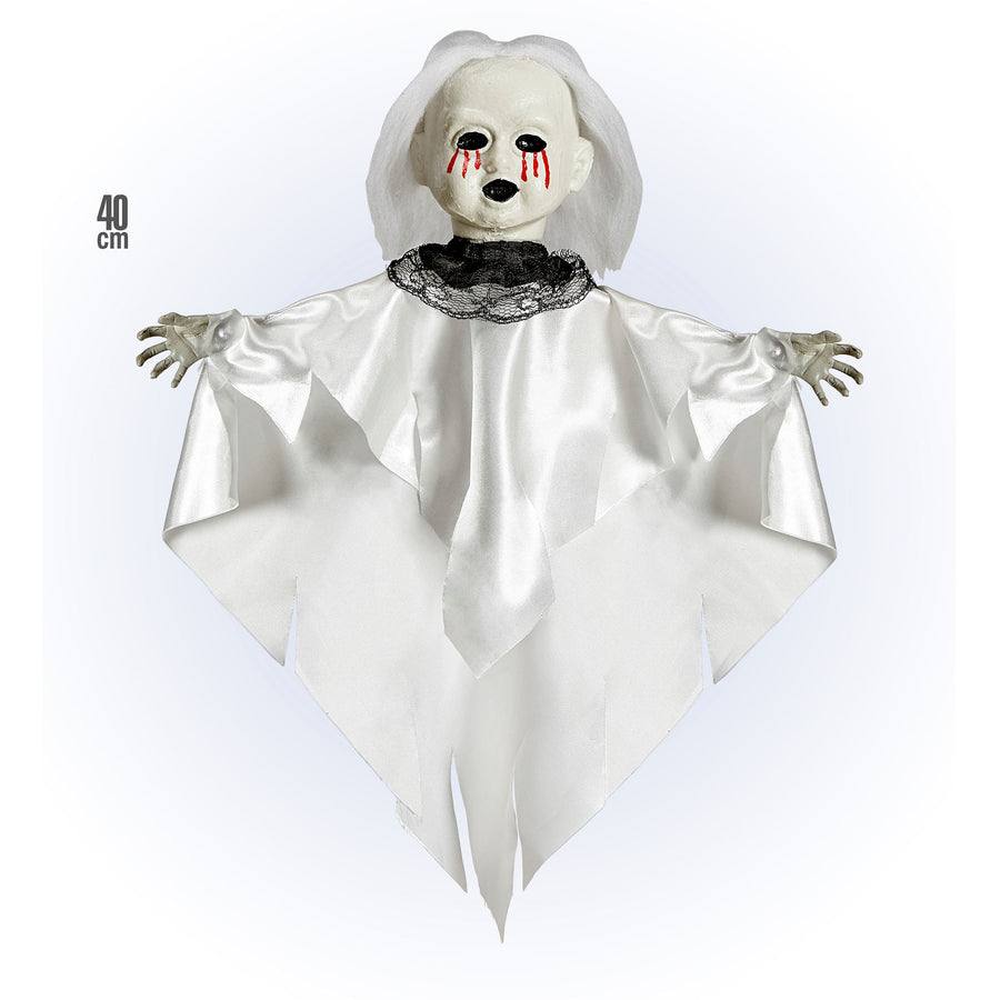 Widmann Gruselpuppe 50 cm in Weiss für Halloween-Dekoration – Produktansicht