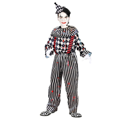 "RETRO CLOWN" (Overall mit Clownkragen und Hosenträgern, Kopfbedeckung)