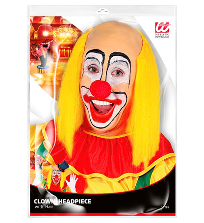 "CLOWNGLATZE MIT GELBEN HAAREN"