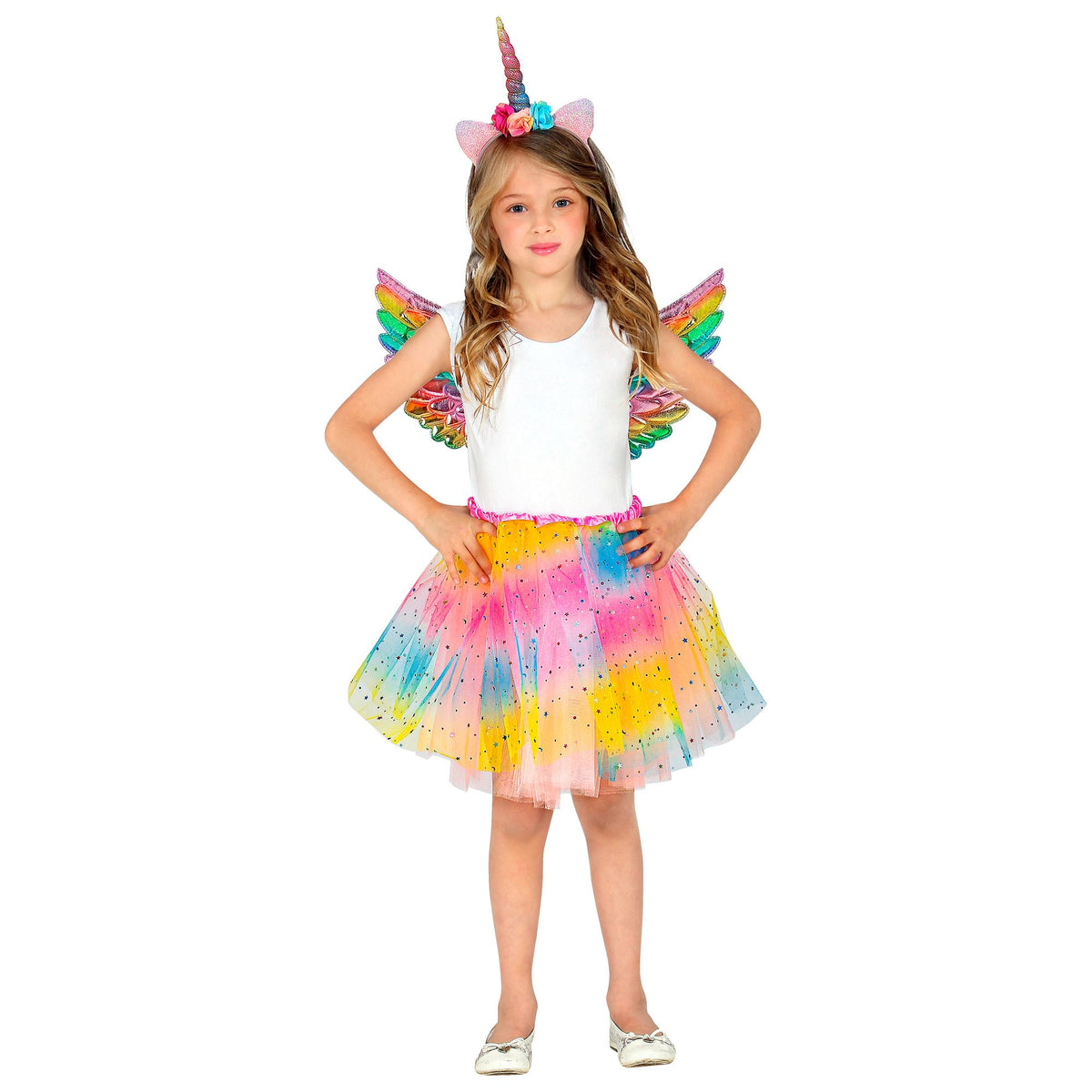 Widmann Einhorn Kostümset mit Tutu, Flügeln und Haarreif – Seitenansicht